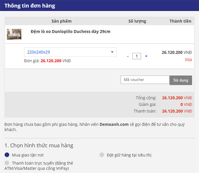 mua chăn ga gối đệm online tại Đệm Xanh