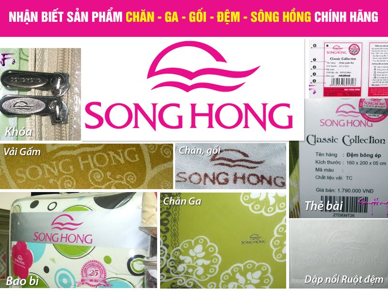 Hướng dẫn phân biệt chăn ga gối đệm Sông Hồng thật và giả