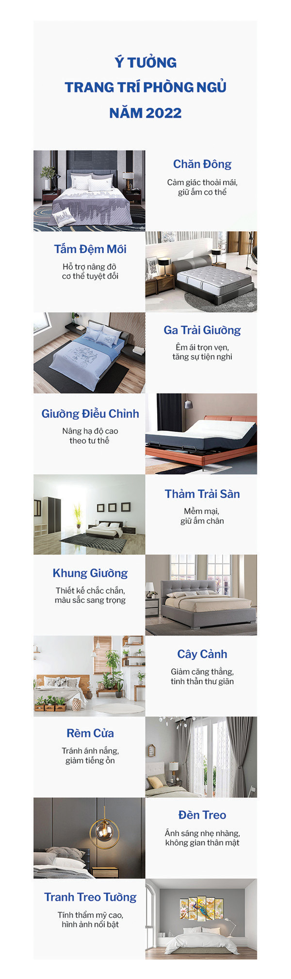 Top 10 ý tưởng trang trí phòng ngủ tinh tế 2022