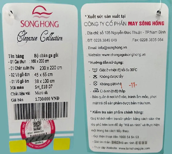 Nhận biết chăn ga gối Sông Hồng chính hãng