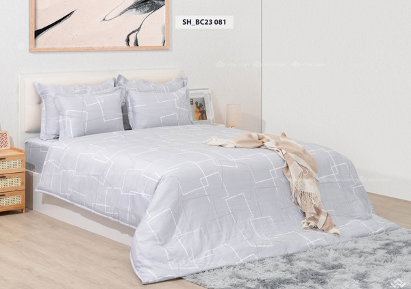 Chăn ga gối Sông Hồng màu xám được nhiều người ưa chuộng