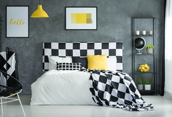 thiết kế phòng ngủ tone đen trắng