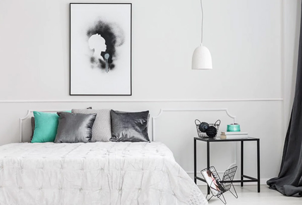 thiết kế phòng ngủ tone đen trắng