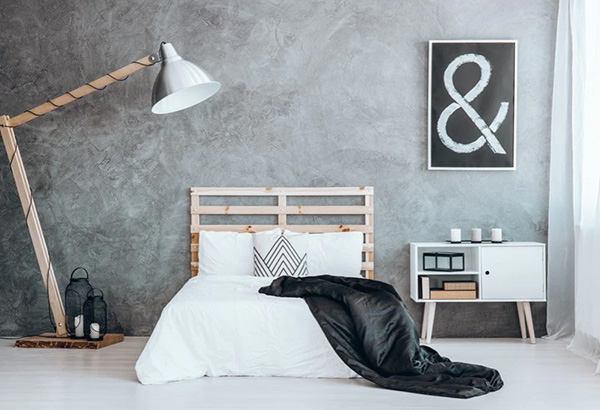 thiết kế phòng ngủ tone đen trắng