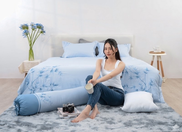 Top 15 mẫu chăn ga gối Sông Hồng màu xanh dương dịu mát cho phòng ngủ 2026