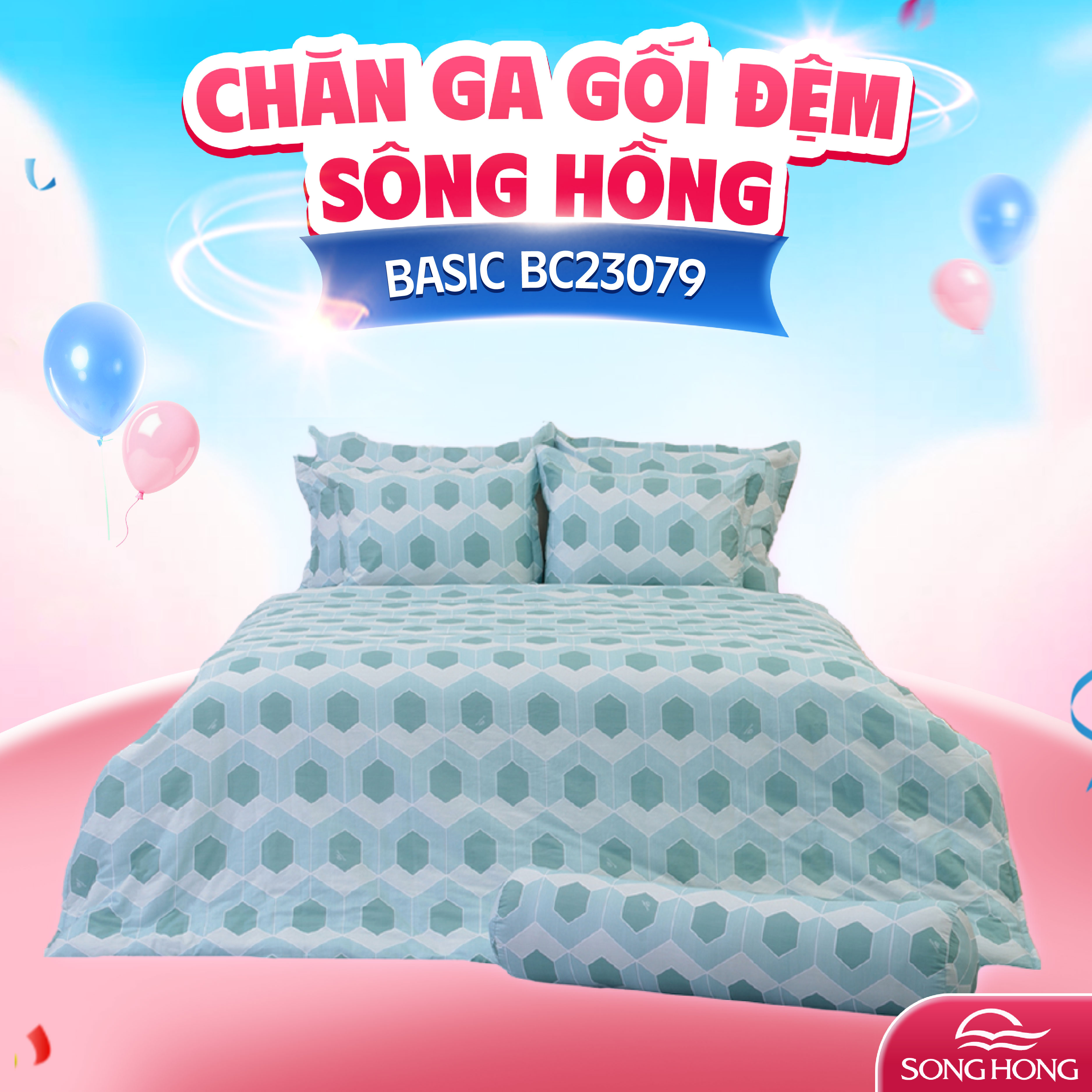 Chăn ga gối Sông Hồng Basic cotton BC23079 180x200cm