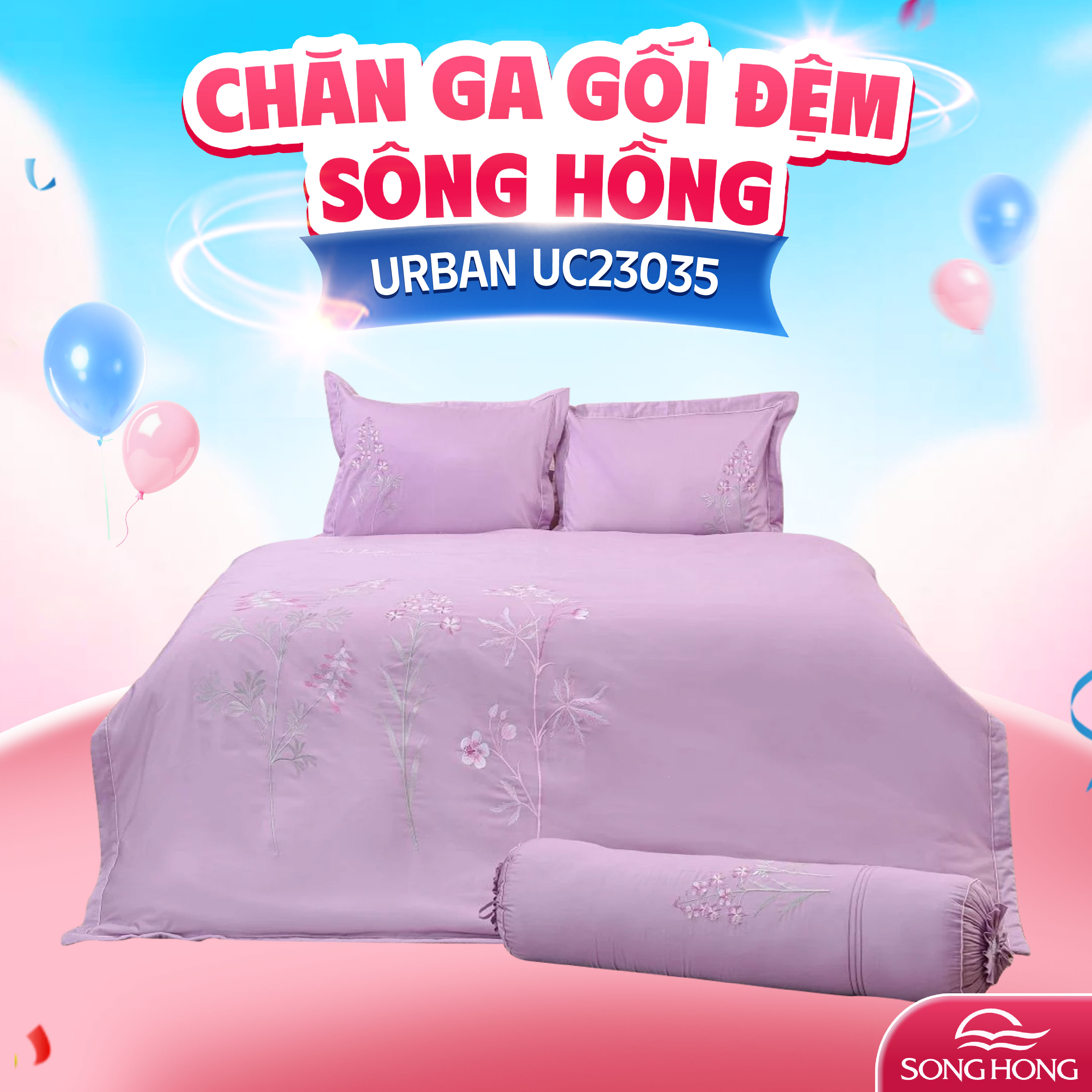 Chăn ga gối sông hồng cao cấp Urban UC23035 180x200 ga rèm