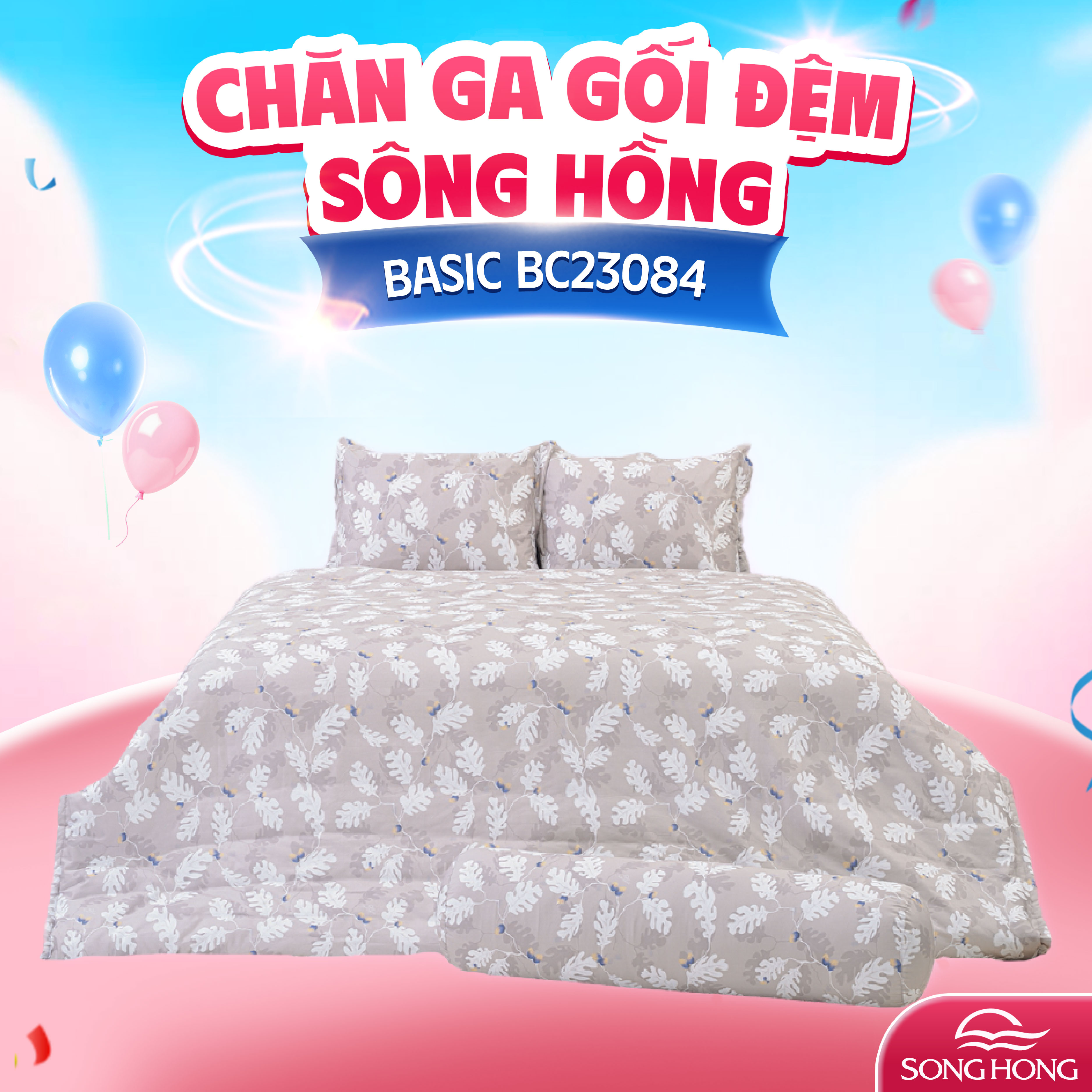 Chăn ga gối Sông Hồng Basic cotton BC23084 200x220cm