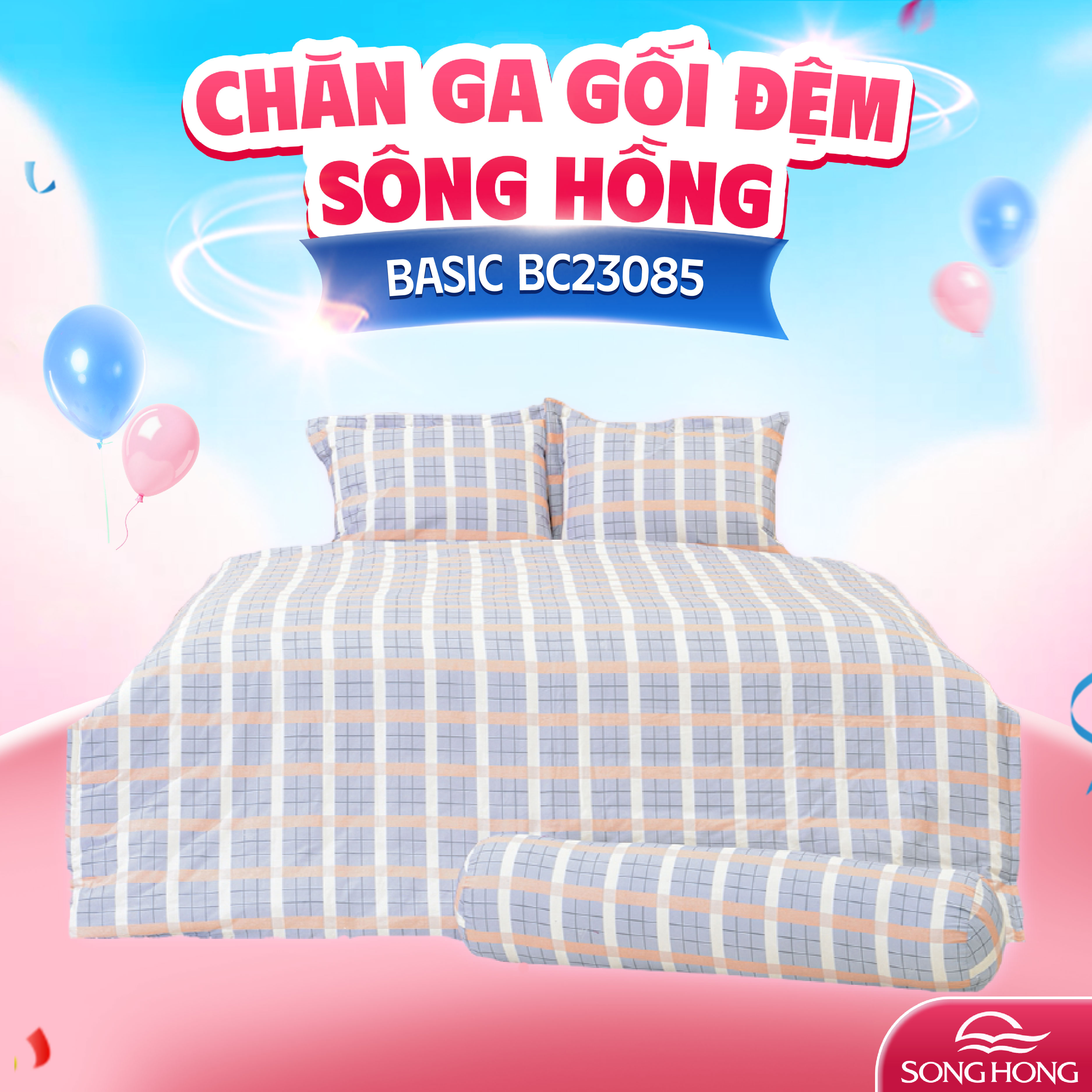 Chăn ga gối Sông Hồng Basic cotton BC23085