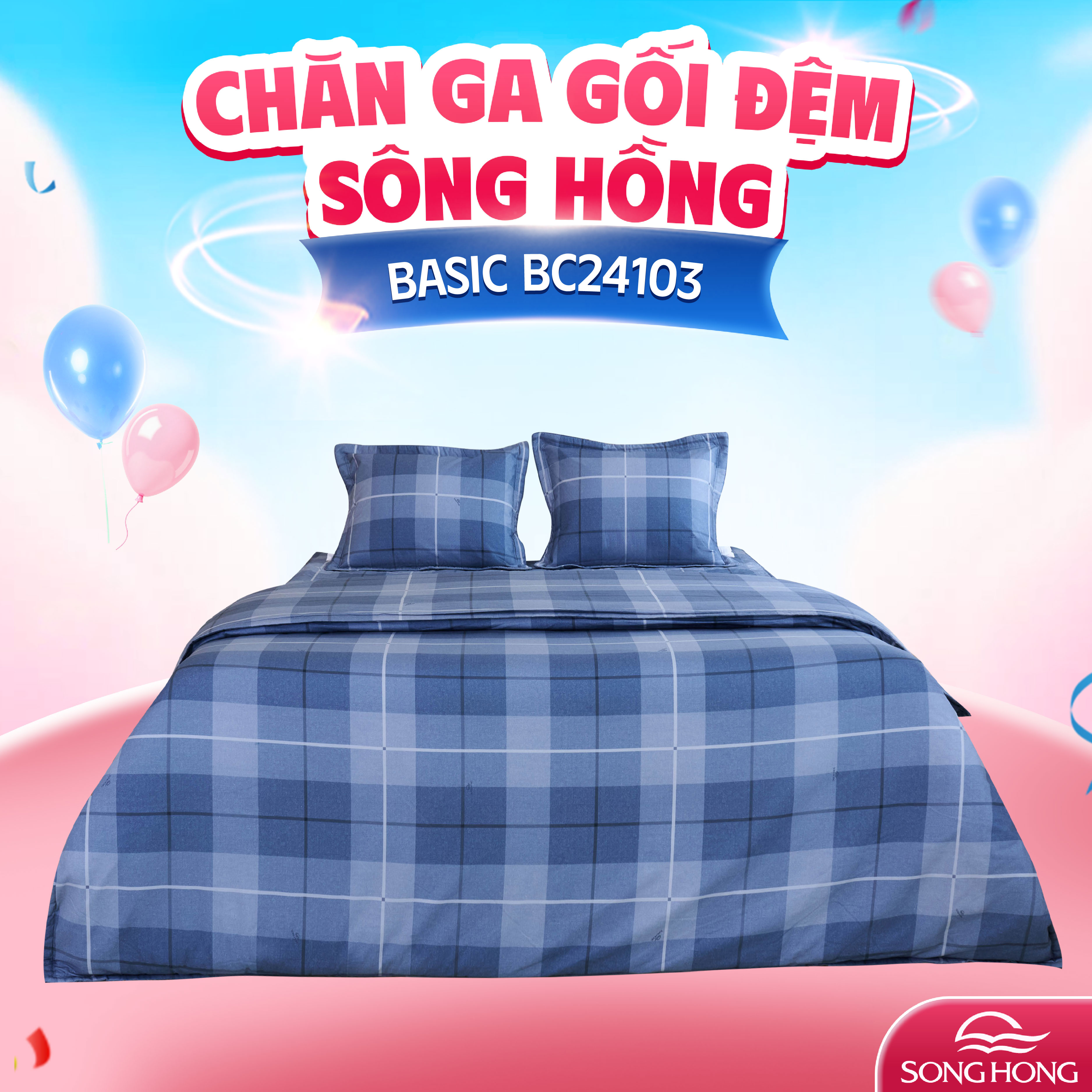 Chăn ga gối Sông Hồng Basic cotton BC24103