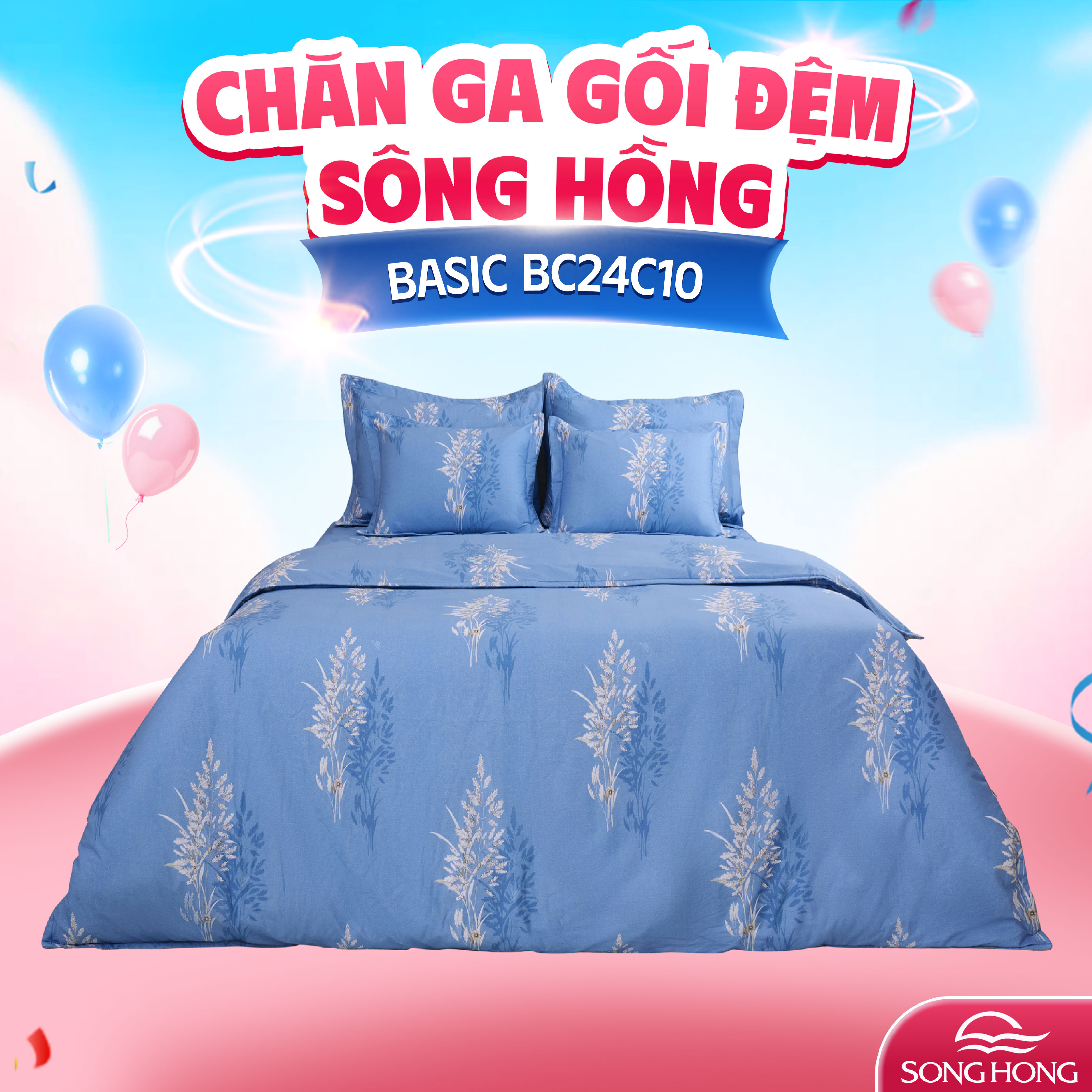 Chăn ga gối Sông Hồng Basic cotton BC24C10