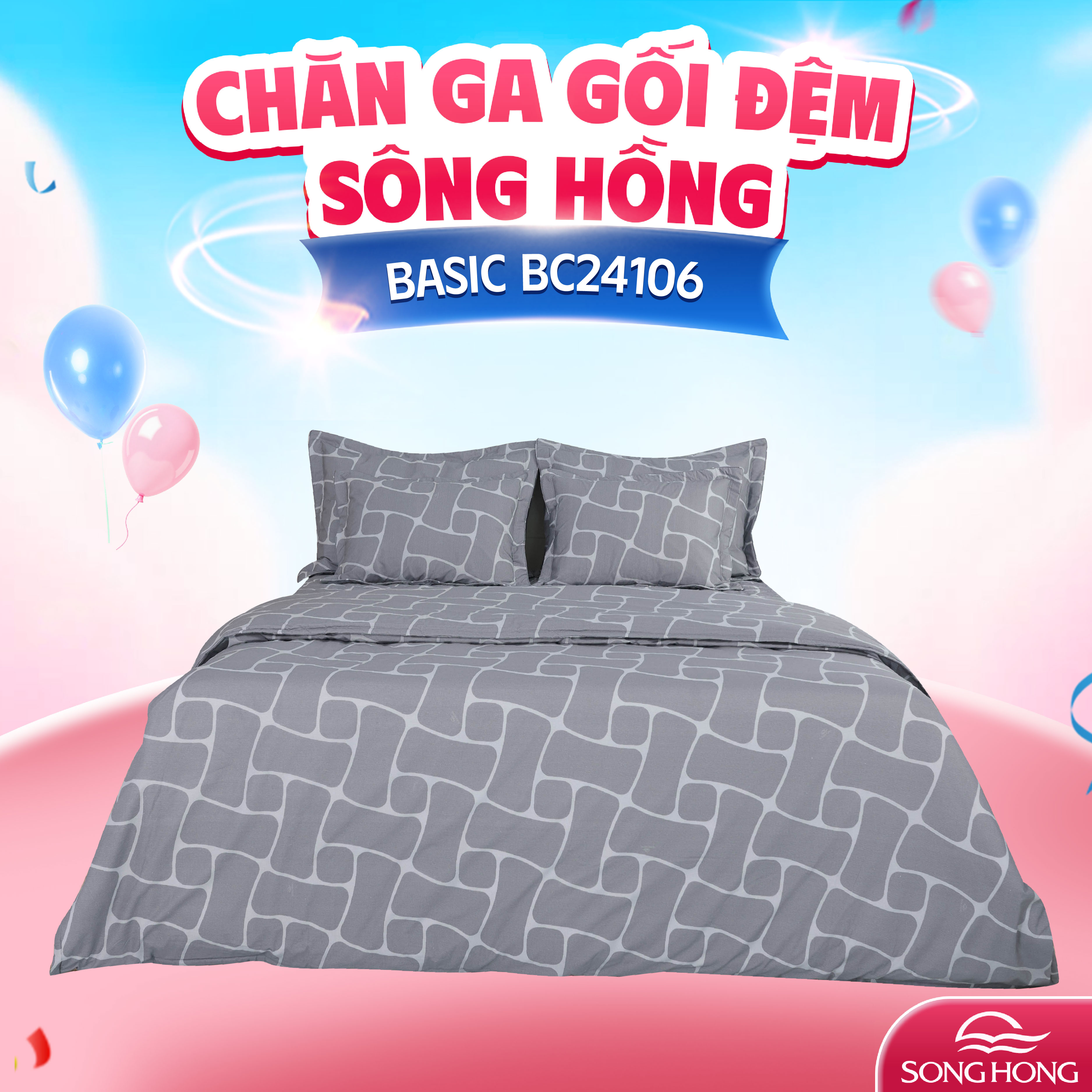 Chăn ga gối Sông Hồng Basic cotton BC24106