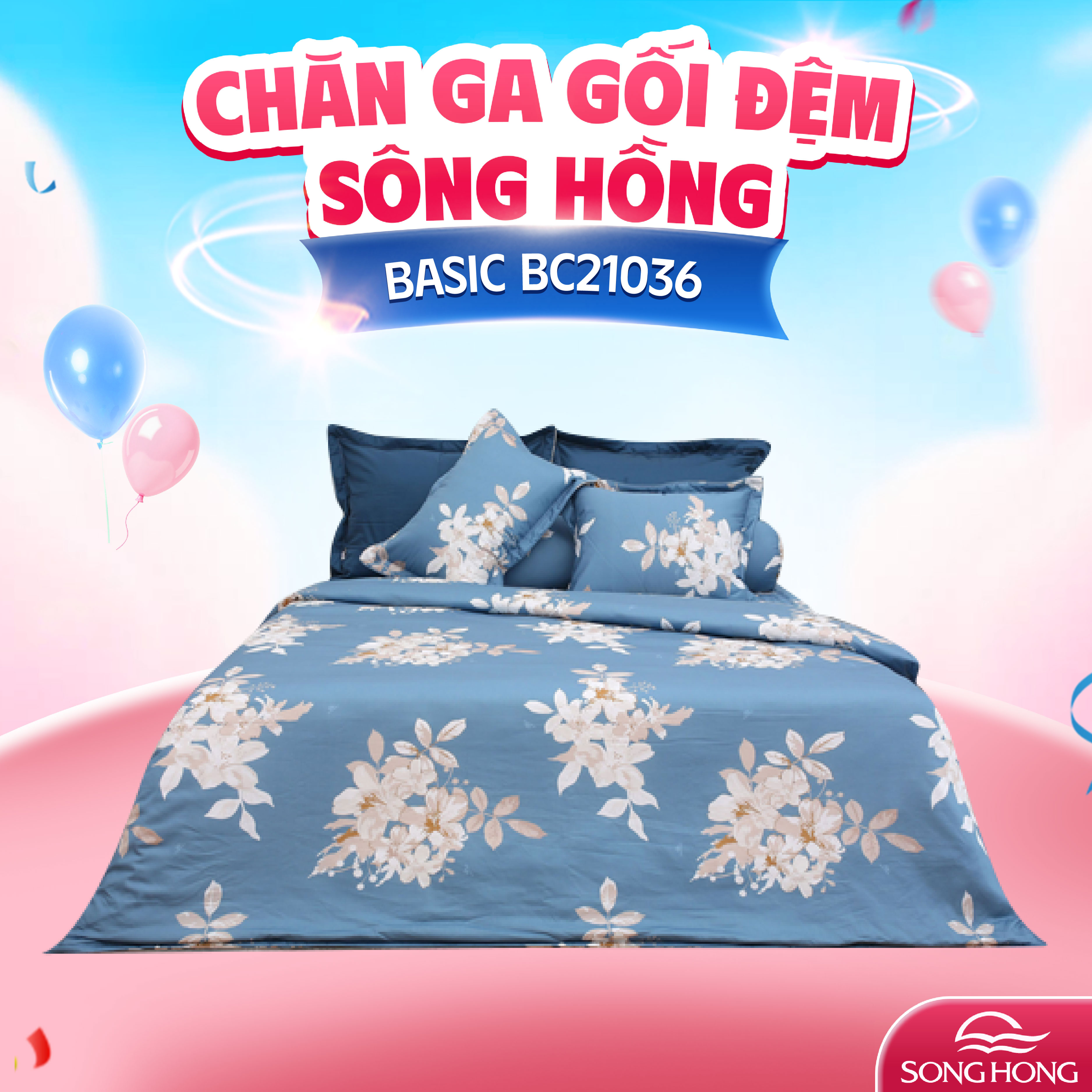 Bộ ga chun Sông Hồng basic cotton BC21036 200x220cm