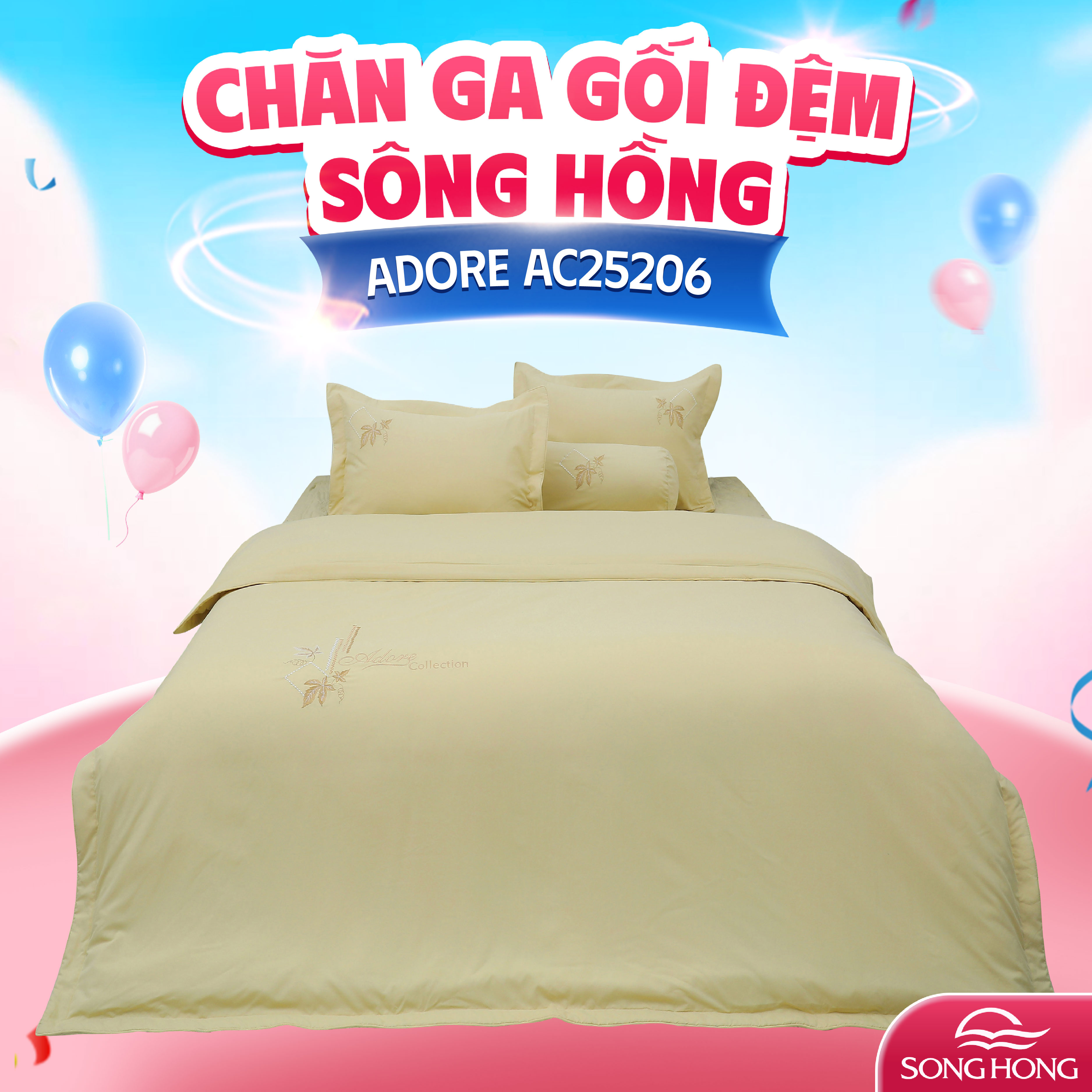 Chăn ga gối Sông Hồng Adore AC25206