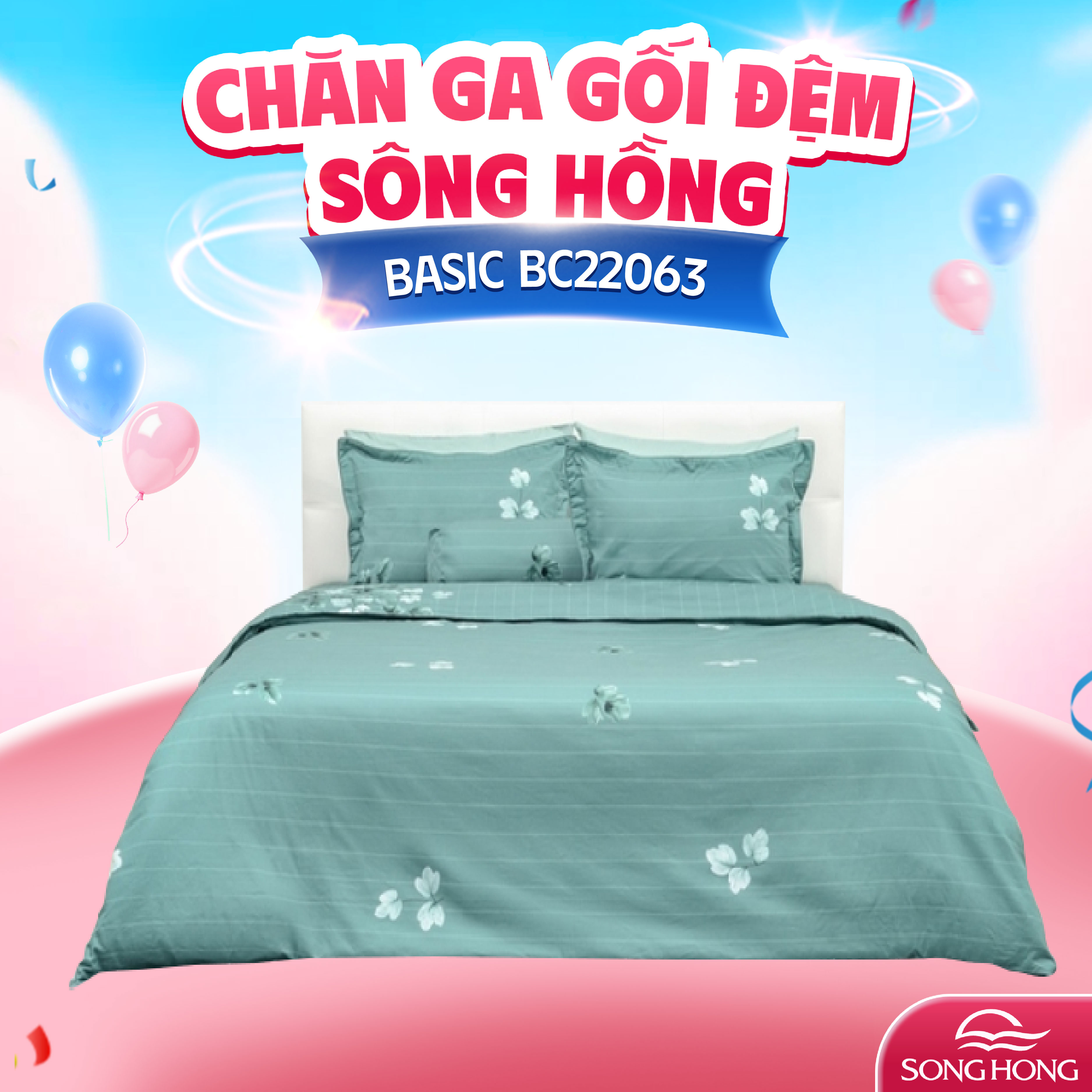 Chăn ga gối Sông Hồng Basic cotton BC22063 200x220cm