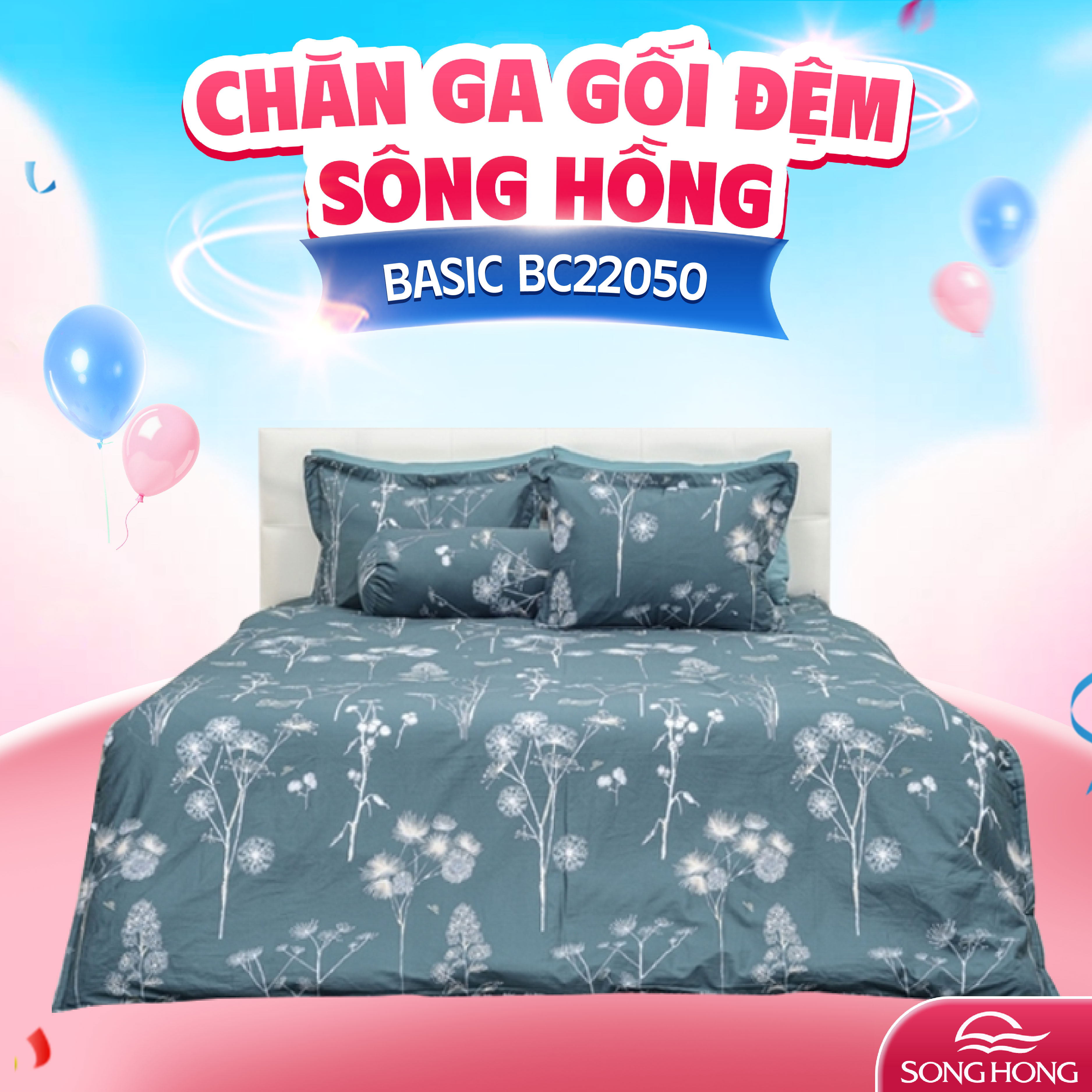 Ga gối Sông Hồng Basic cotton BC22050 200x220cm