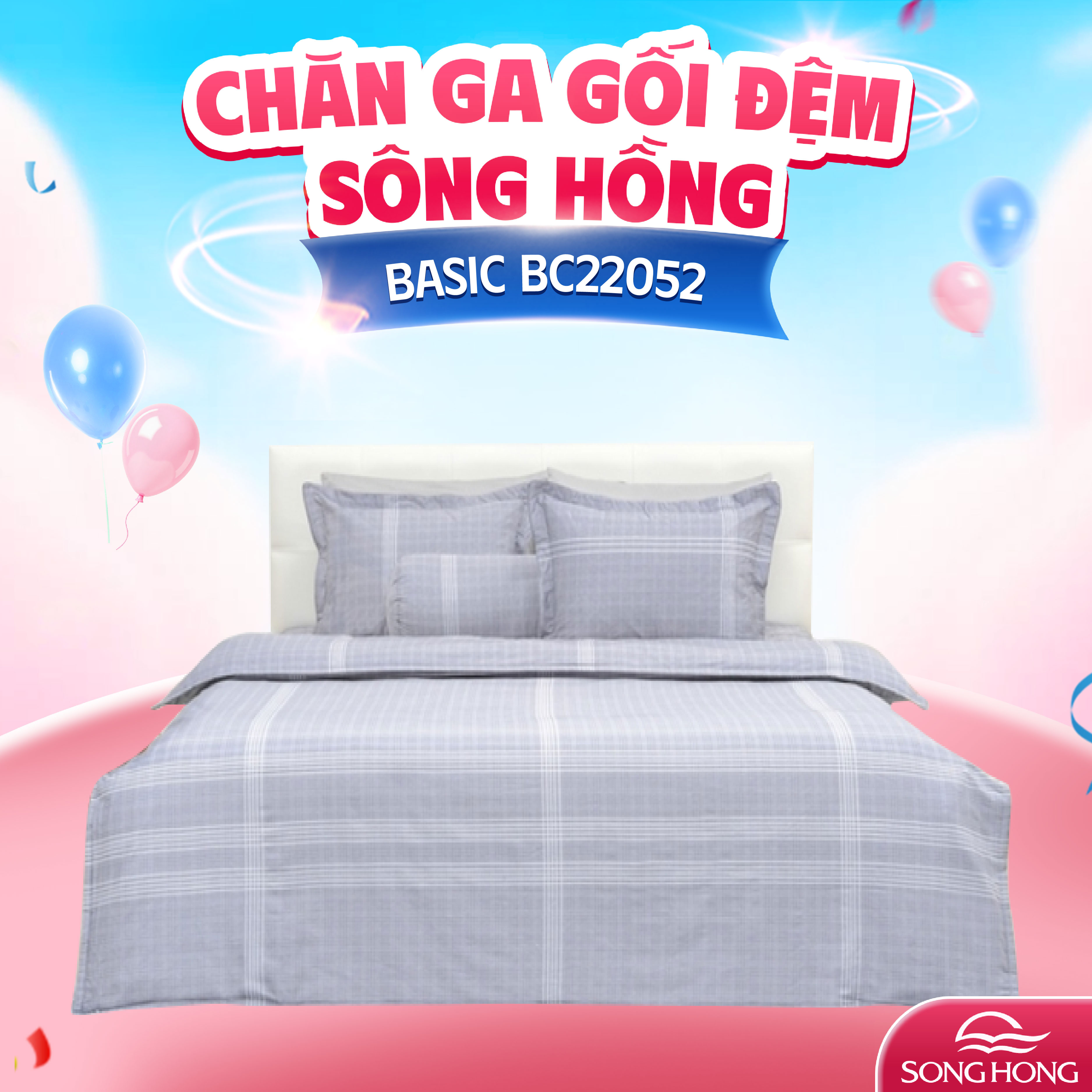Chăn ga gối Sông Hồng Basic cotton BC22052