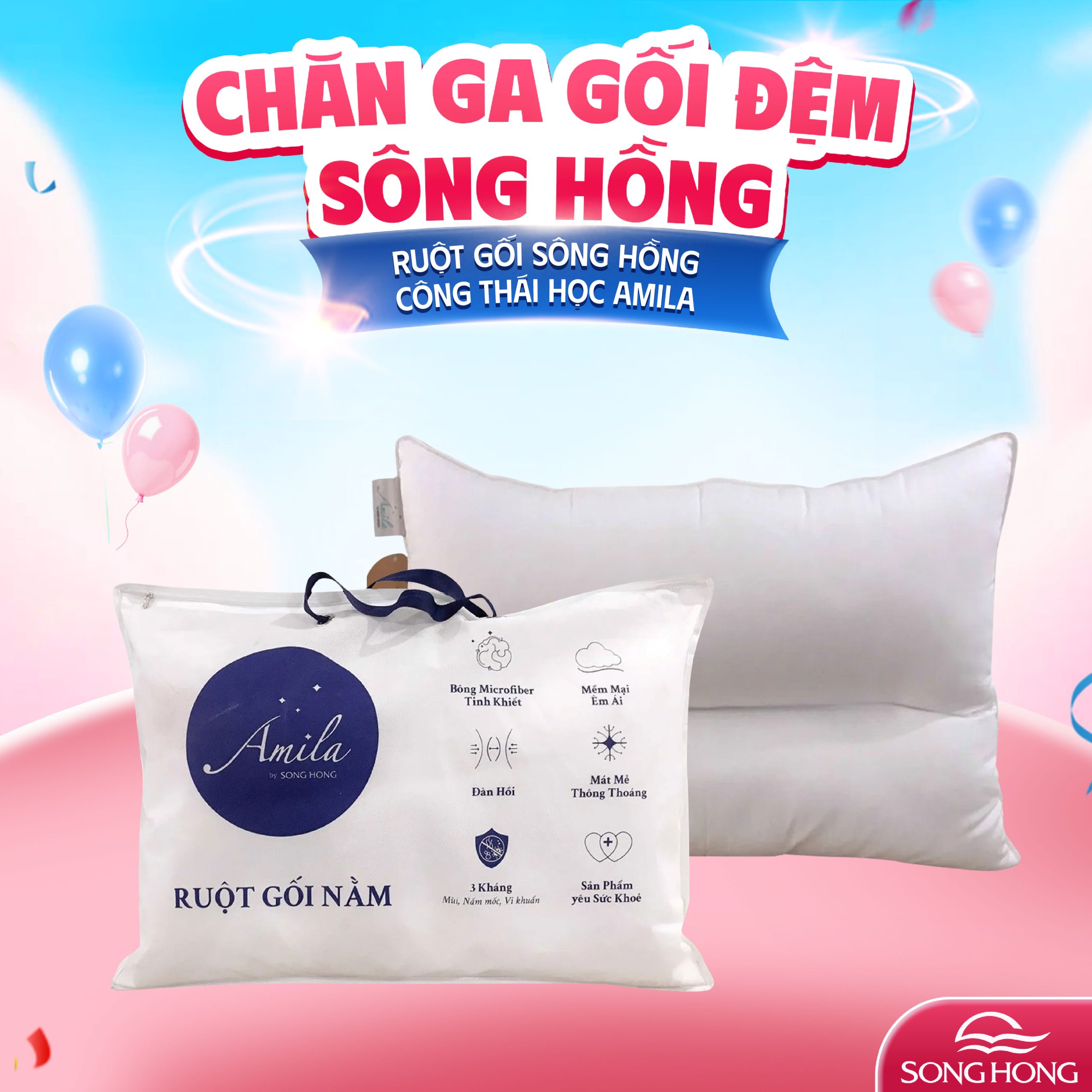 Ruột gối công thái học Sông Hồng Organic